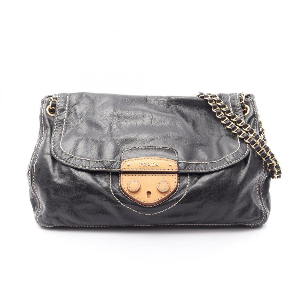 PRADA Black Leather Shoulder Bag